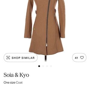 Soia & Kyo Camel Zip-Front Long Sleeve Coat